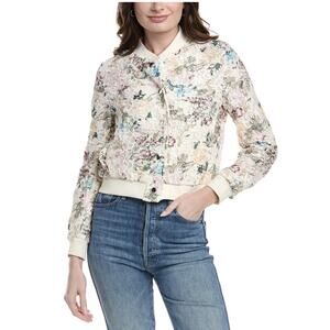 NANETTE NANETTE LEPORE Printed Lace Bomber Jacket Floral Romantic Art sz L